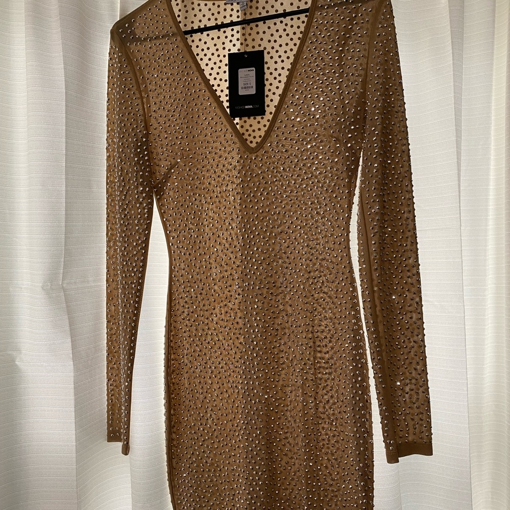 Rhinestone gold dress 👗